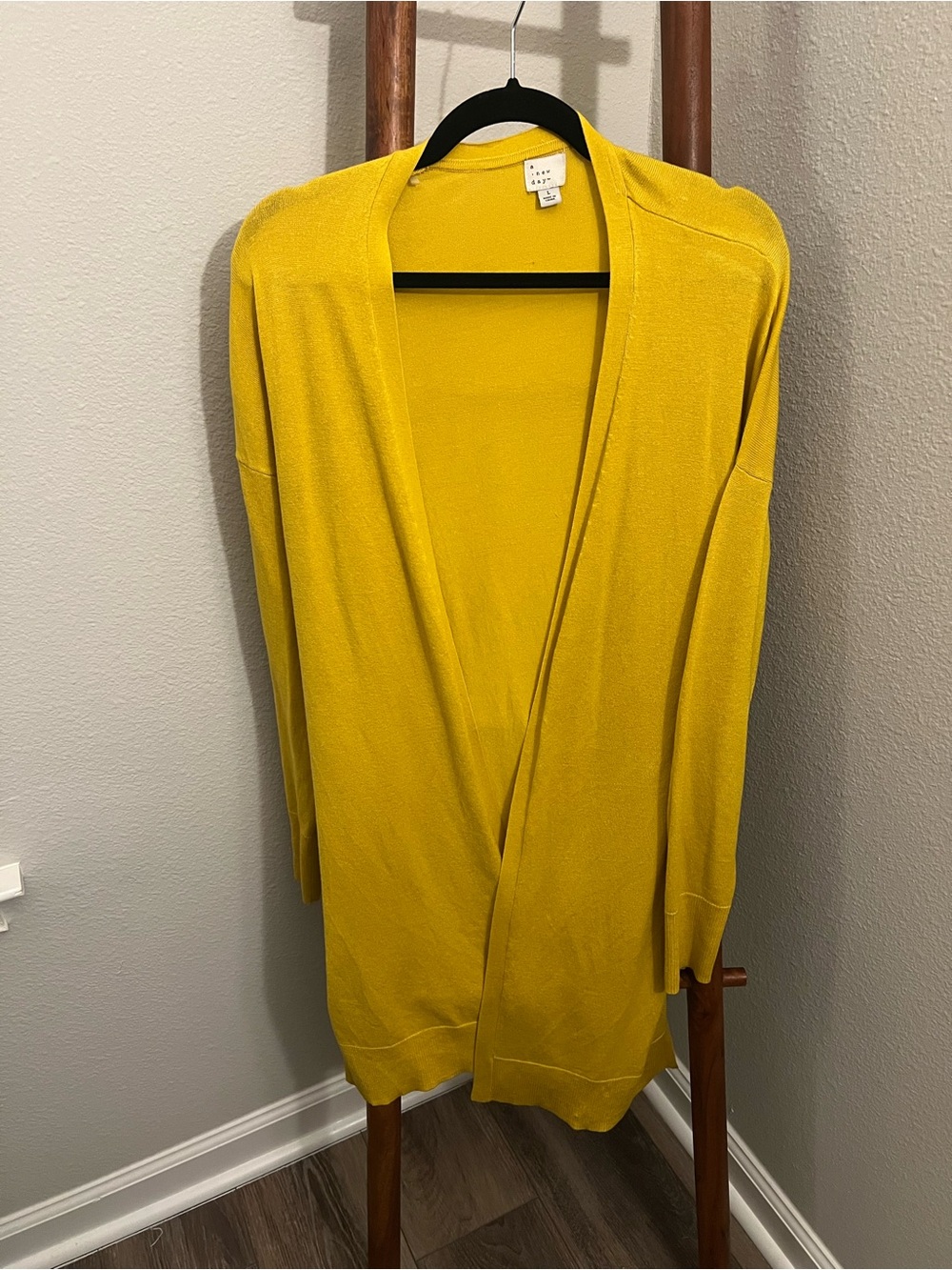 a new day Yellow Open-Front Women's Cardigan
